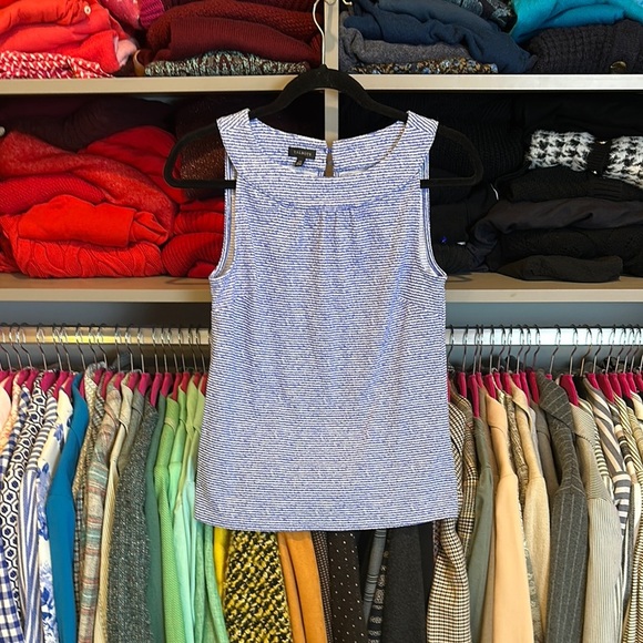 Talbots blue and white striped sleeveless top size XS - Picture 1 of 3